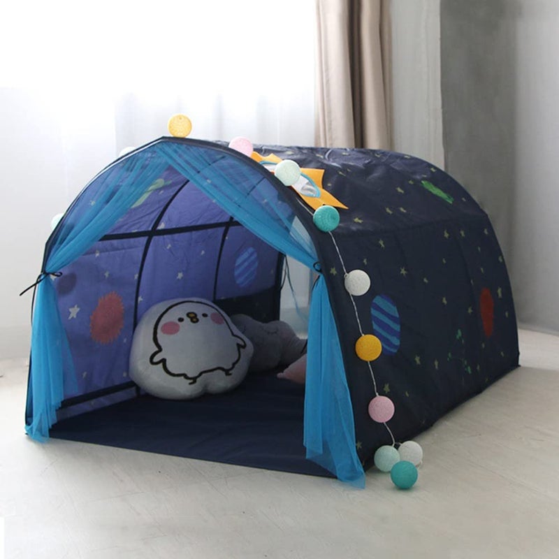 HI SUYI Children's Cabin Bed Tunnel Tent for 90-100cm in Width Loft Bed Bunk Tent,Fabric, Blue, Single - Image 2